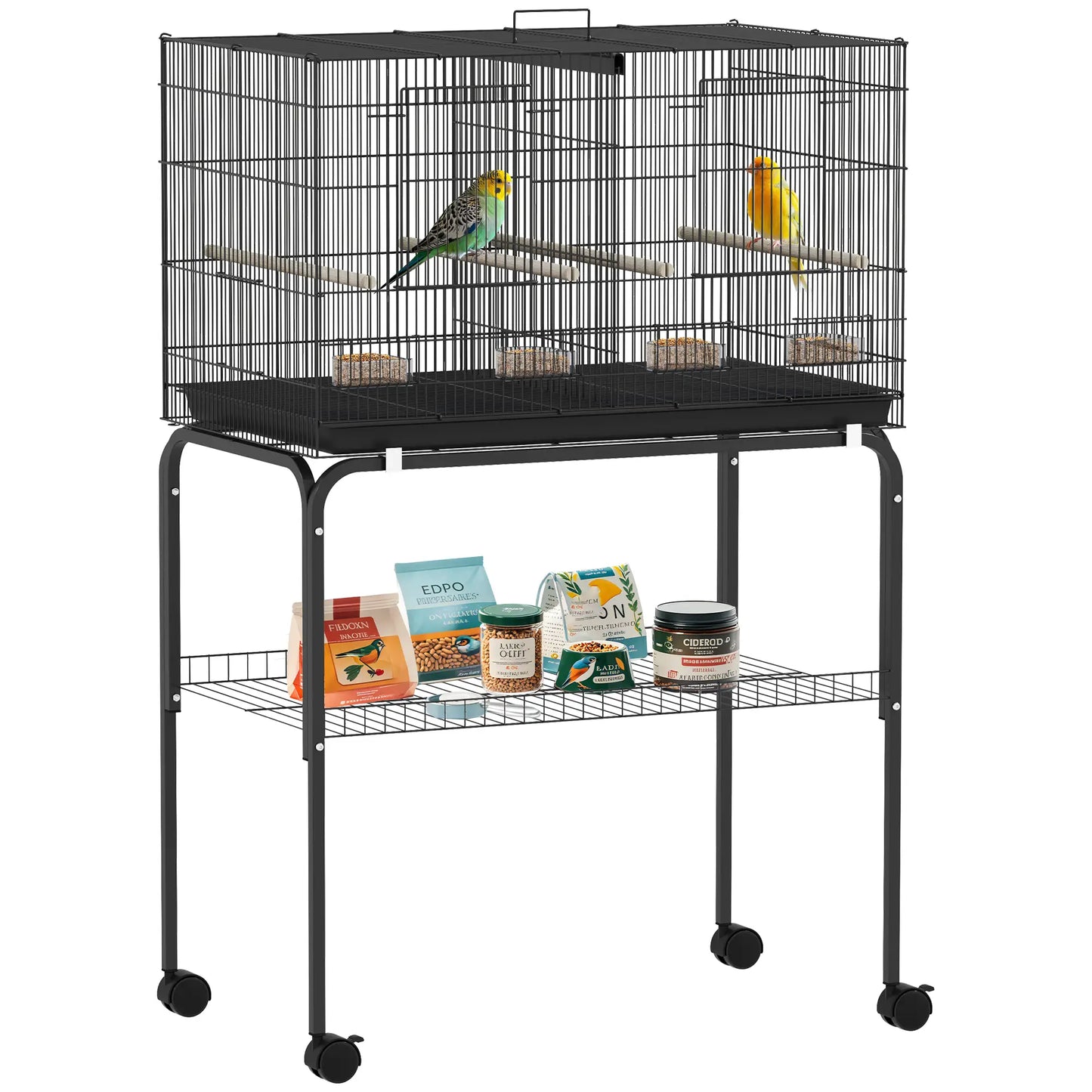 46" H Bird Cage, Large Parakeet Cage, With Divider, Black Bird Cages at Gallery Canada