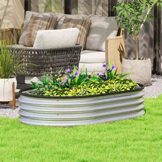 Galvanized Raised Garden Bed, 5 x 3 x 1 ft, Silver Galvanized Planter Boxes Silver at Gallery Canada
