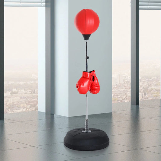 Boxing Bag With Stand, 49.6"-56.7" Adjustable Height, Fillable Base Strength Training Equipment Red at Gallery Canada