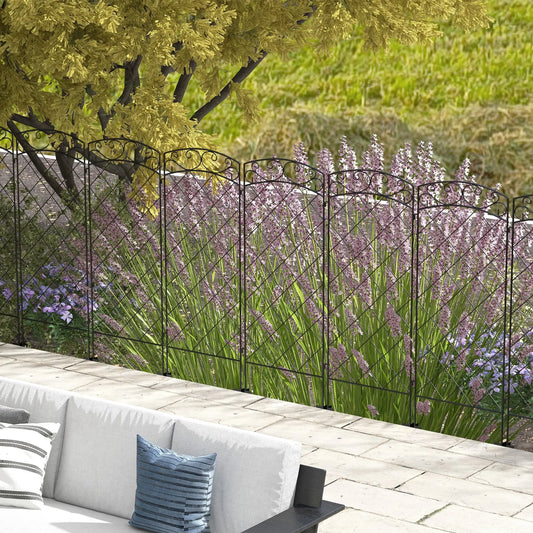 7 Pack Garden Fencing, Decorative Fence Panels, Animal Barrier, Flower Edging, Black Garden Fences Black at Gallery Canada