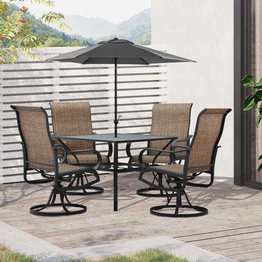 5-Piece Outdoor Patio Dining Set, 4 Swivel Rocker Chairs, 37" x 37" Table, Black Bistro Sets Black at Gallery Canada