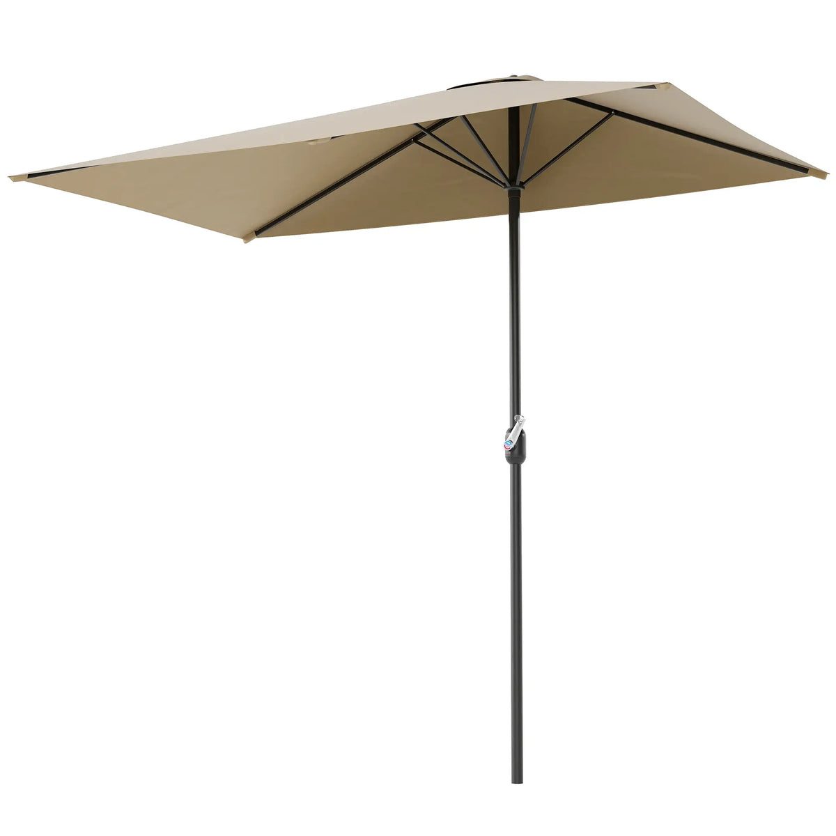 8ft Half Round Outdoor Patio Umbrella, Sun Shade, 5 Ribs