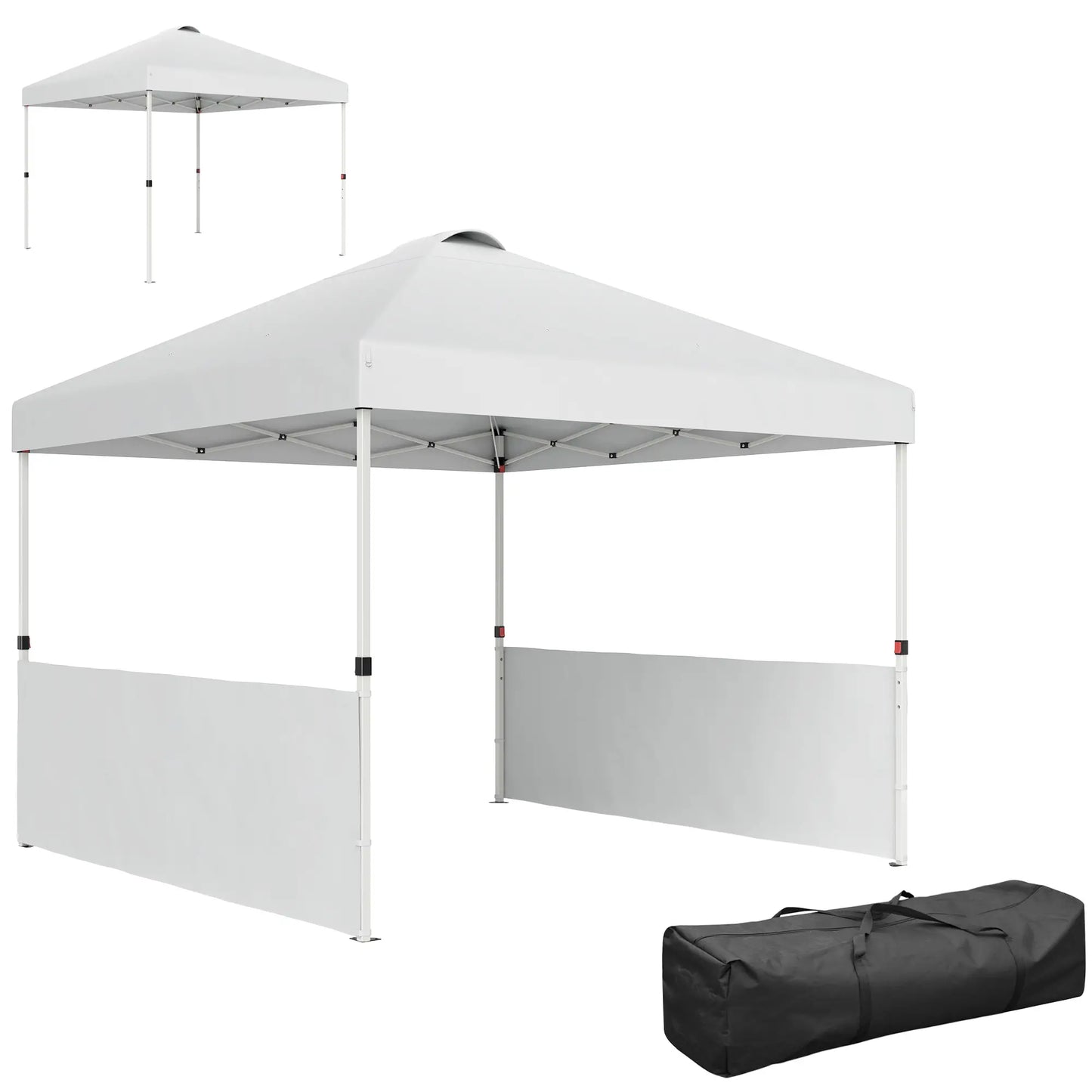 10' x 10' Pop Up Canopy Tent, 2 Half Sidewalls, UV50+, Adjustable, White Pop Up Canopies at Gallery Canada