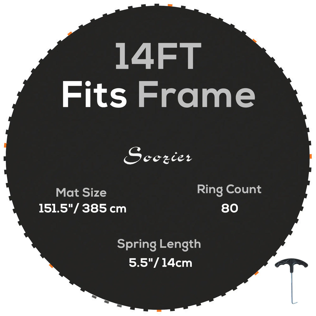 Trampoline Replacement Mat, Fits 14', 80 V-Hooks, 5.5" Springs, Black Trampolines at Gallery Canada