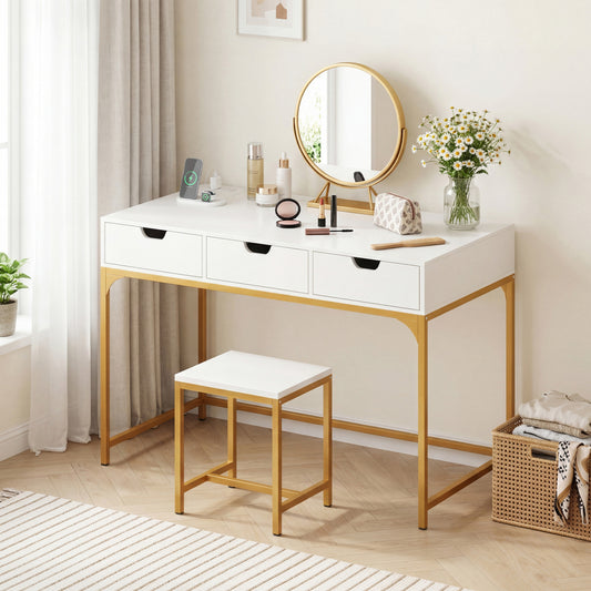 Office Desk With Power Outlets, Hidden Compartment, White Office Desks White at Gallery Canada