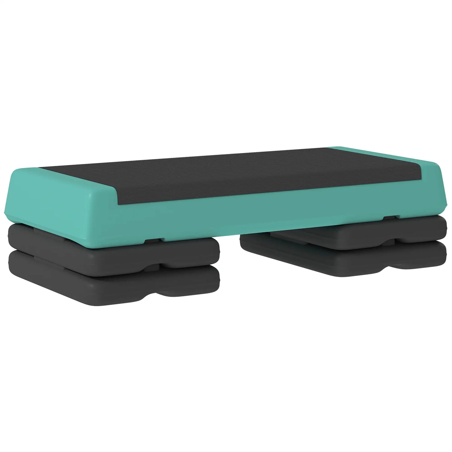 Adjustable Exercise Step Platform, 3-Level with Risers 4", 6", 8" Aerobic Stepper, 550lbs Weight Capacity, Green Aerobic Equipment at Gallery Canada