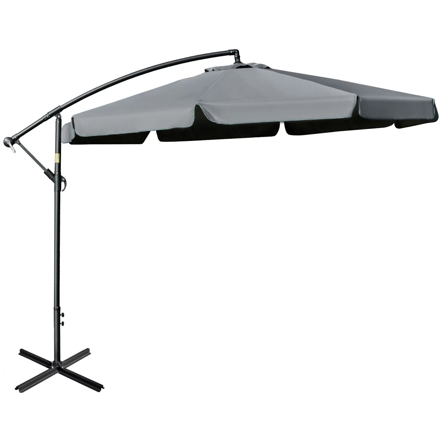 11FT Offset Hanging Patio Umbrella, Easy Tilt, Cross Base, 8 Ribs, Dark Grey Cantilever Umbrellas at Gallery Canada