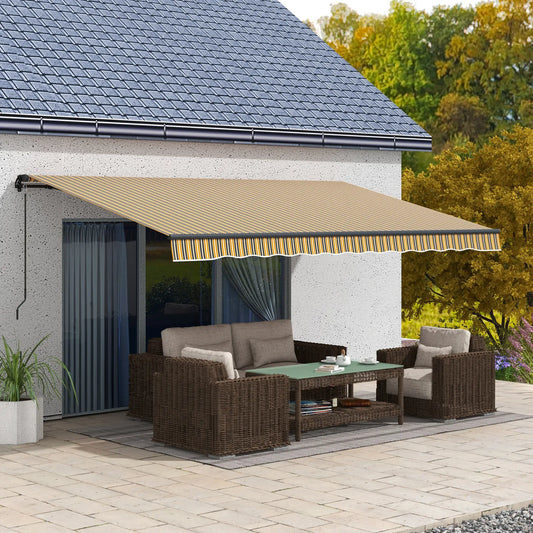 15' x 10' Retractable Awning, UV Resistant Sunshade, Dark Grey, Amber Window Awnings Yellow and Grey at Gallery Canada