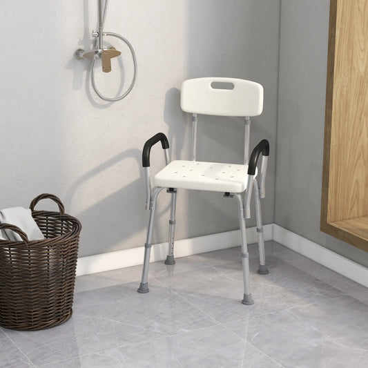 Adjustable Medical Shower Chair with Back, Padded Arms, Non Slip Tub Safety Seat Bath Chairs Cream at Gallery Canada