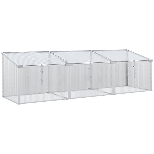 Aluminium Cold Frame Greenhouse Garden Portable Raised Planter with Openable Top, 71" x 21" x 20" - Gallery Canada