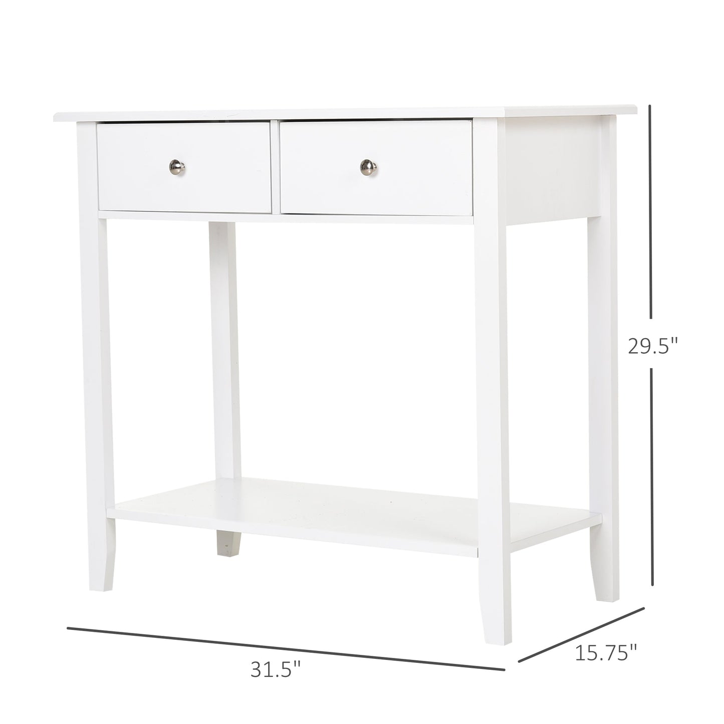 Wooden Console Sofa Table with 2 Drawers and 1 Storage Shelf for Living Room Entryway, White at Gallery Canada