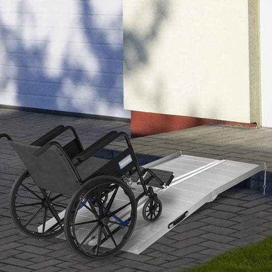 Textured Aluminum Folding Wheelchair Ramp, Portable 6' Knee Walker & Wheelchair Ramps Silver at Gallery Canada