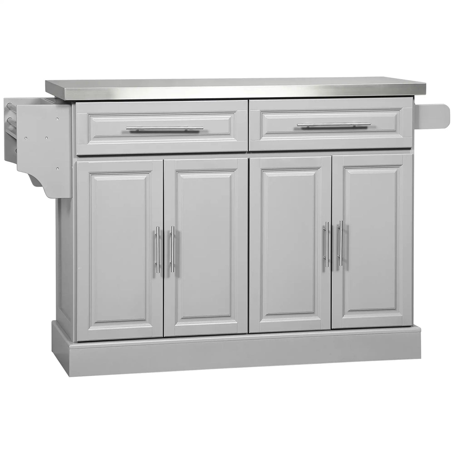 Rolling Kitchen Island with Storage and Stainless Steel Top, Kitchen Trolley with Drawers, Cabinets, Towel Rack Kitchen Islands & Kitchen Carts at Gallery Canada