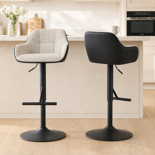 Swivel Counter Height Barstools Set of 2, Adjustable Height, Light Grey Bar Stools Light Grey, Black at Gallery Canada