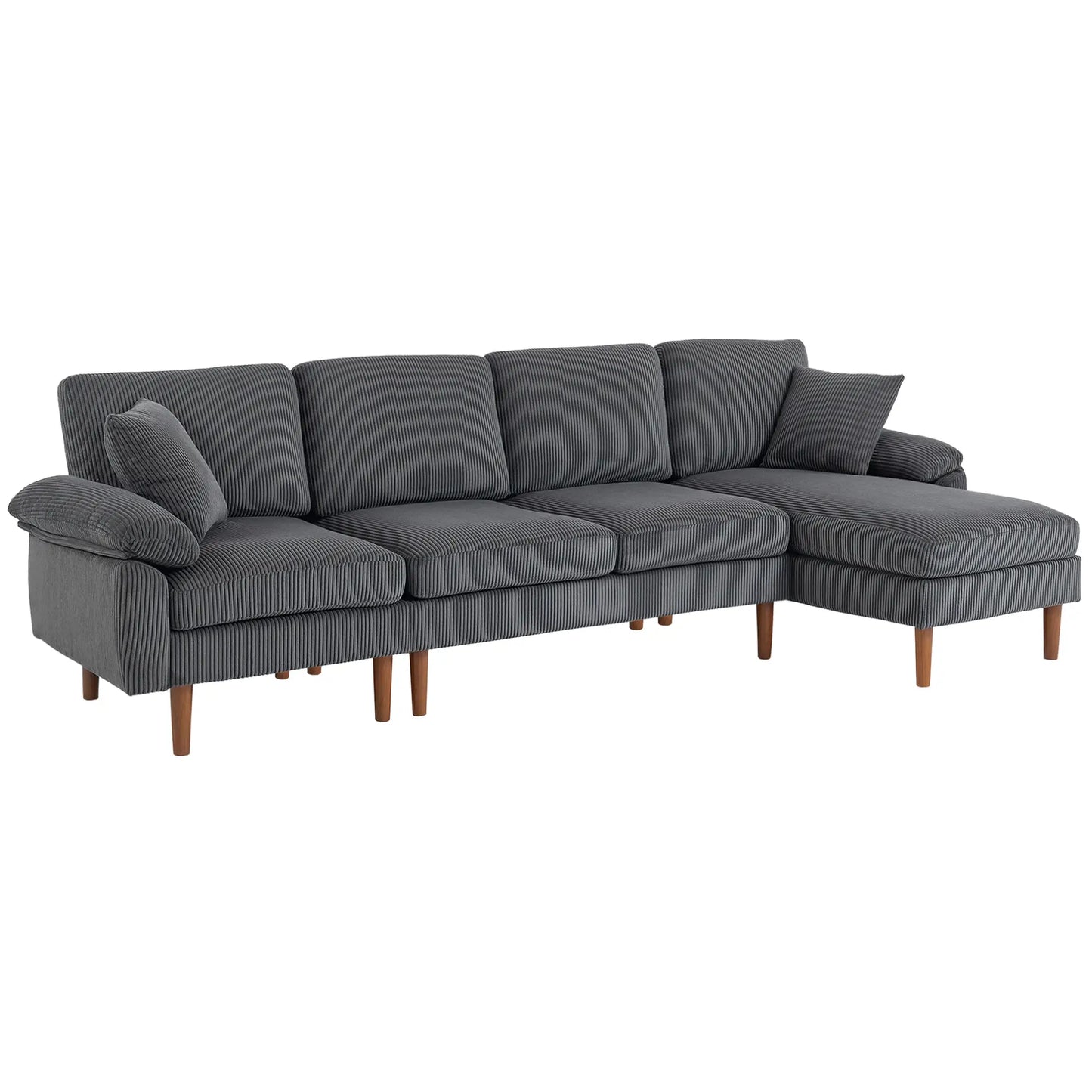 L-Shape Sofa, Modern Sectional Couch with Chaise, Dark Grey 3-Seater Sofas at Gallery Canada