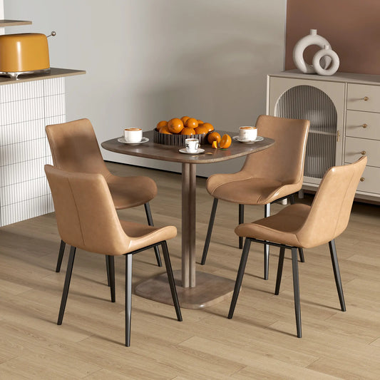 Modern Dining Table For 4, Wood-Effect Top, 27.6" x 27.6", Dark Brown Dining Tables Dark Brown at Gallery Canada