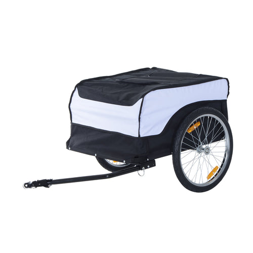 Bike Cargo Trailer Bicycle Luggage Carrier Cart with Cover White Black