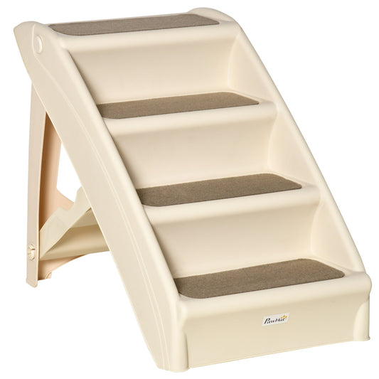 4-Level Portable Dog Stairs, Foldable Dog Steps for Small Dogs, Lightweight Cat Steps, with Nonslip Soft Mats, for High Bed, Sofa, Beige at Gallery Canada