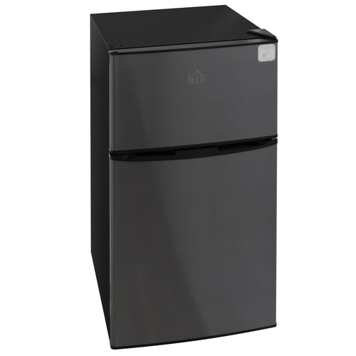 3.2 Cu Ft Compact Refrigerator, Mini Fridge with Freezer, Adjustable Shelves and Reversible Doors for Bedroom, Silver