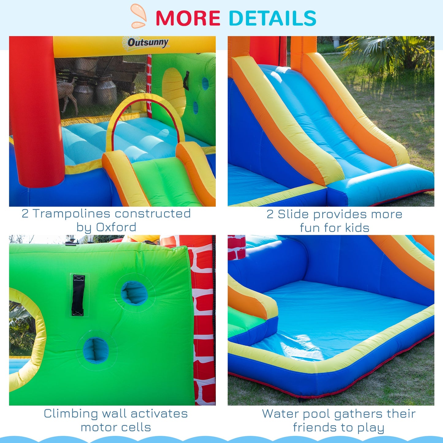 4 in 1 Kids Bounce House Castle-themed Extra Large Double Slides &; Trampoline Design Inflatable Pool Climbing Wall with Carrybag Air Blower at Gallery Canada