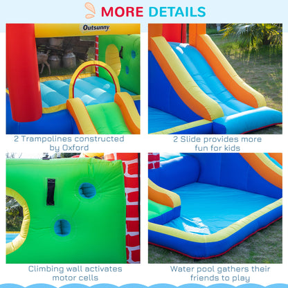4 in 1 Kids Bounce House Castle-themed Extra Large Double Slides &; Trampoline Design Inflatable Pool Climbing Wall with Carrybag Air Blower at Gallery Canada