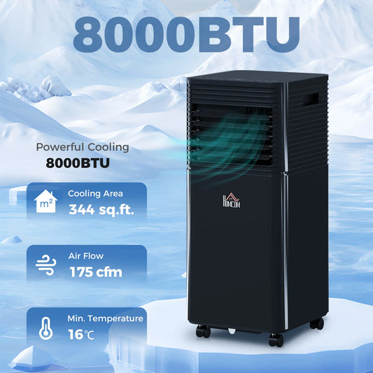 8000 BTU Portable Air Conditioner, Fan, Dehumidifier, Remote, 24H Timer, Black Air Conditioner Black at Gallery Canada