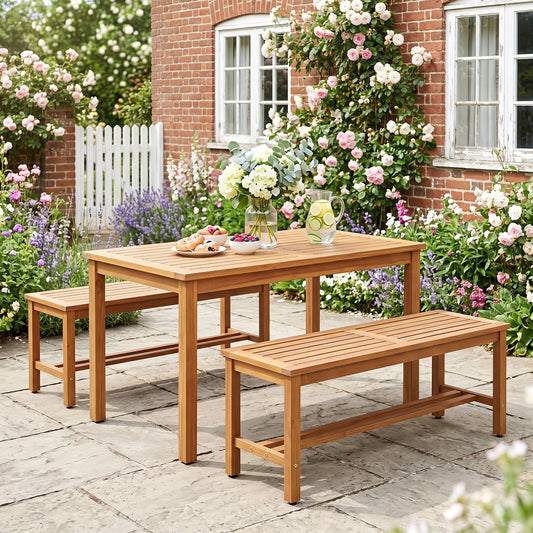 Outdoor Acacia Wood Patio Bench for Two, Slatted Seat Outdoor Benches Natural at Gallery Canada