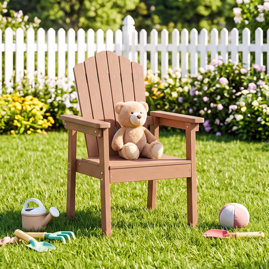 Outdoor Adirondack Chair, High Backrest, Wide Armrests, Brown Adirondack Chairs Brown at Gallery Canada