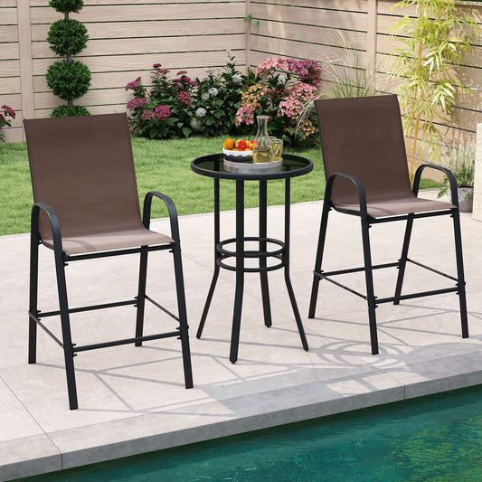 Outdoor Bar Stools, Set of 2, 29 Inch, Brown