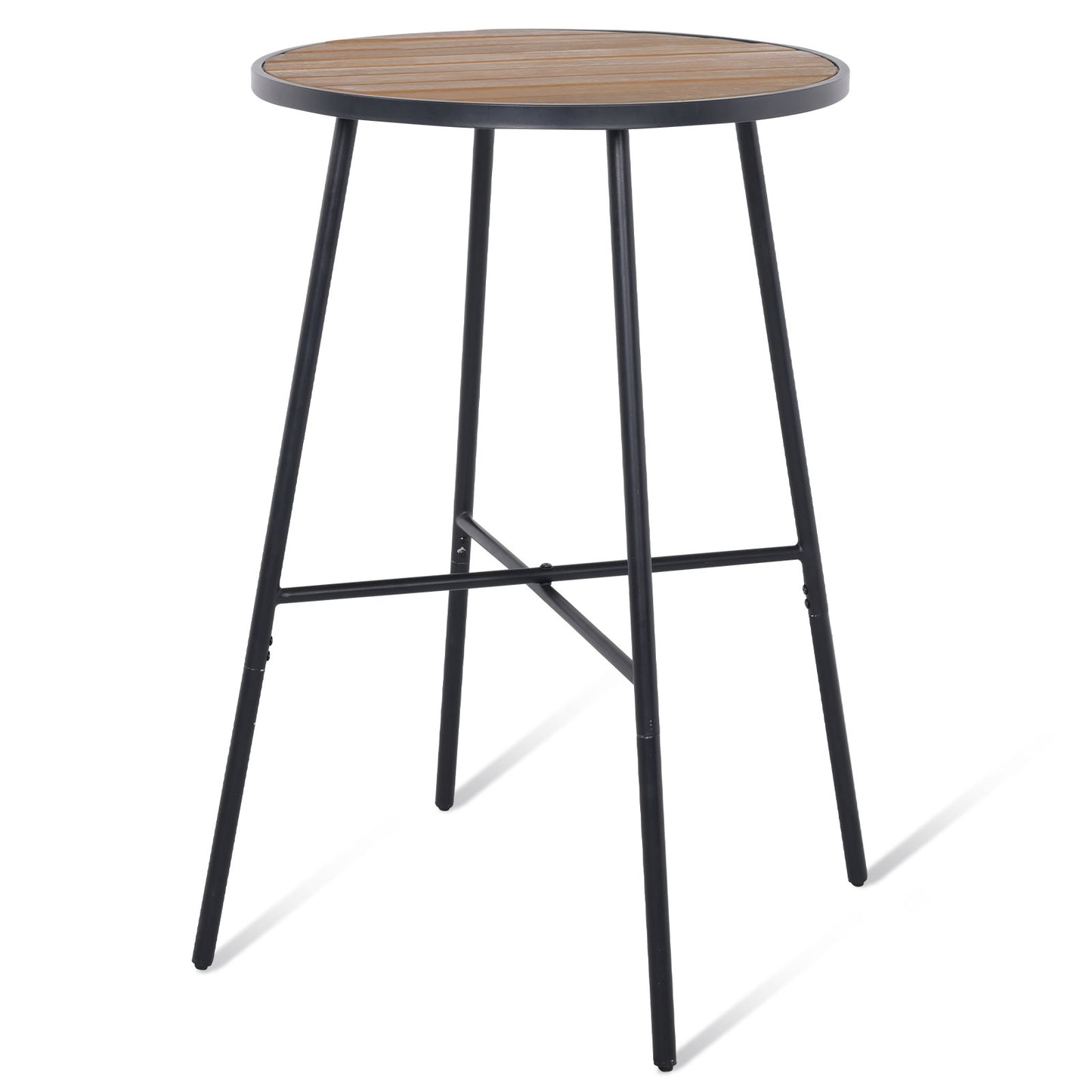Outdoor Bar Table 41 inch Bar Height Patio Round Table with Acacia Wood Top and Metal Frame Patio Bar Furniture Options at Gallery Canada