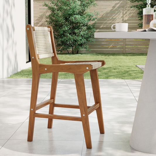 Outdoor Counter Height Bar Stool with Teak Wood Frame Patio Dining Chairs Options at Gallery Canada