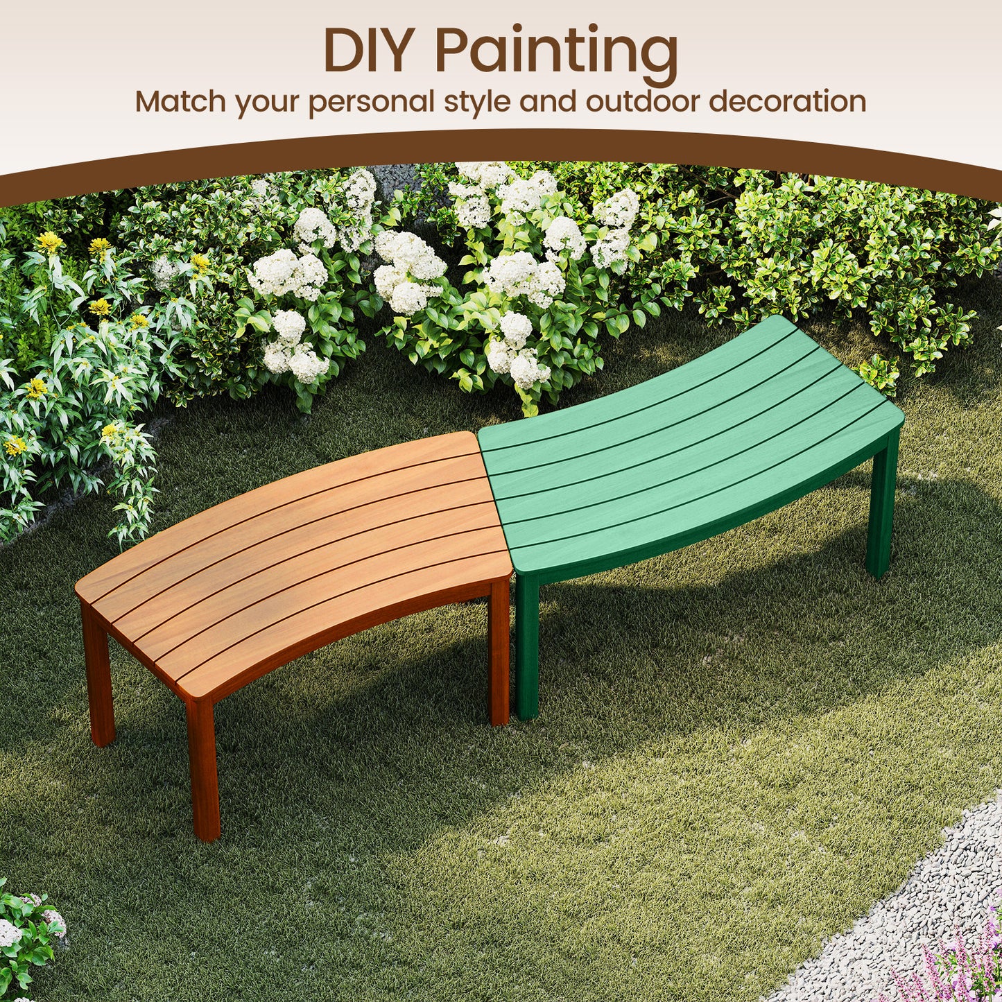 Outdoor Curved Acacia Wood Bench Set of 2/3/4 for Front Porch-2, Natural Outdoor Benches at Gallery Canada