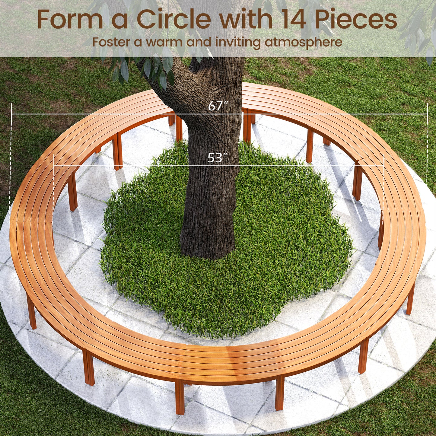 Outdoor Curved Acacia Wood Bench Set, 3, Natural Outdoor Benches at Gallery Canada