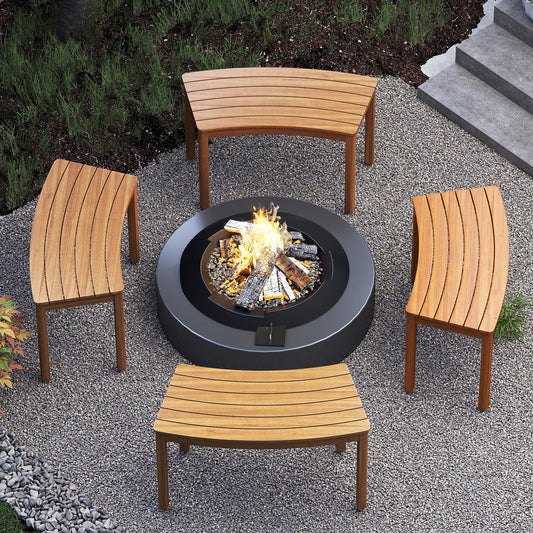 Acacia Wood Bench Set, 2/3/4, Natural Outdoor Benches Natural at Gallery Canada