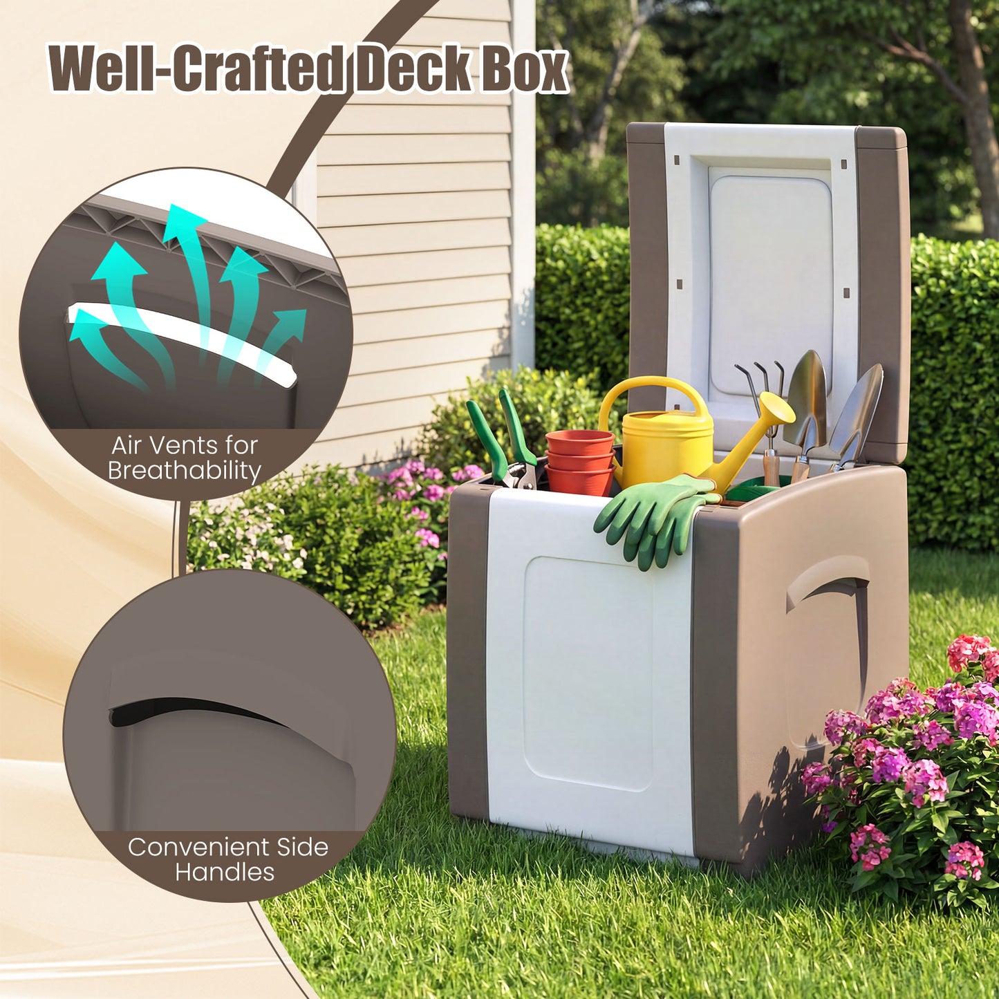 Outdoor Deck Box With Lid, Beige Garden Tools at Gallery Canada