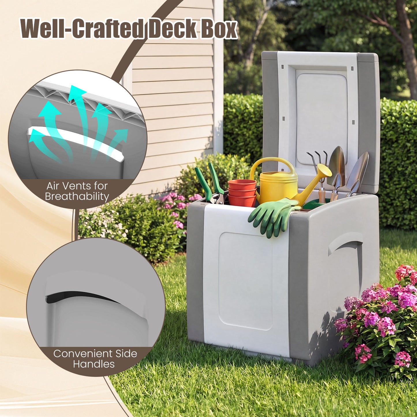 Outdoor Deck Box With Lid, Gray Garden Tools at Gallery Canada