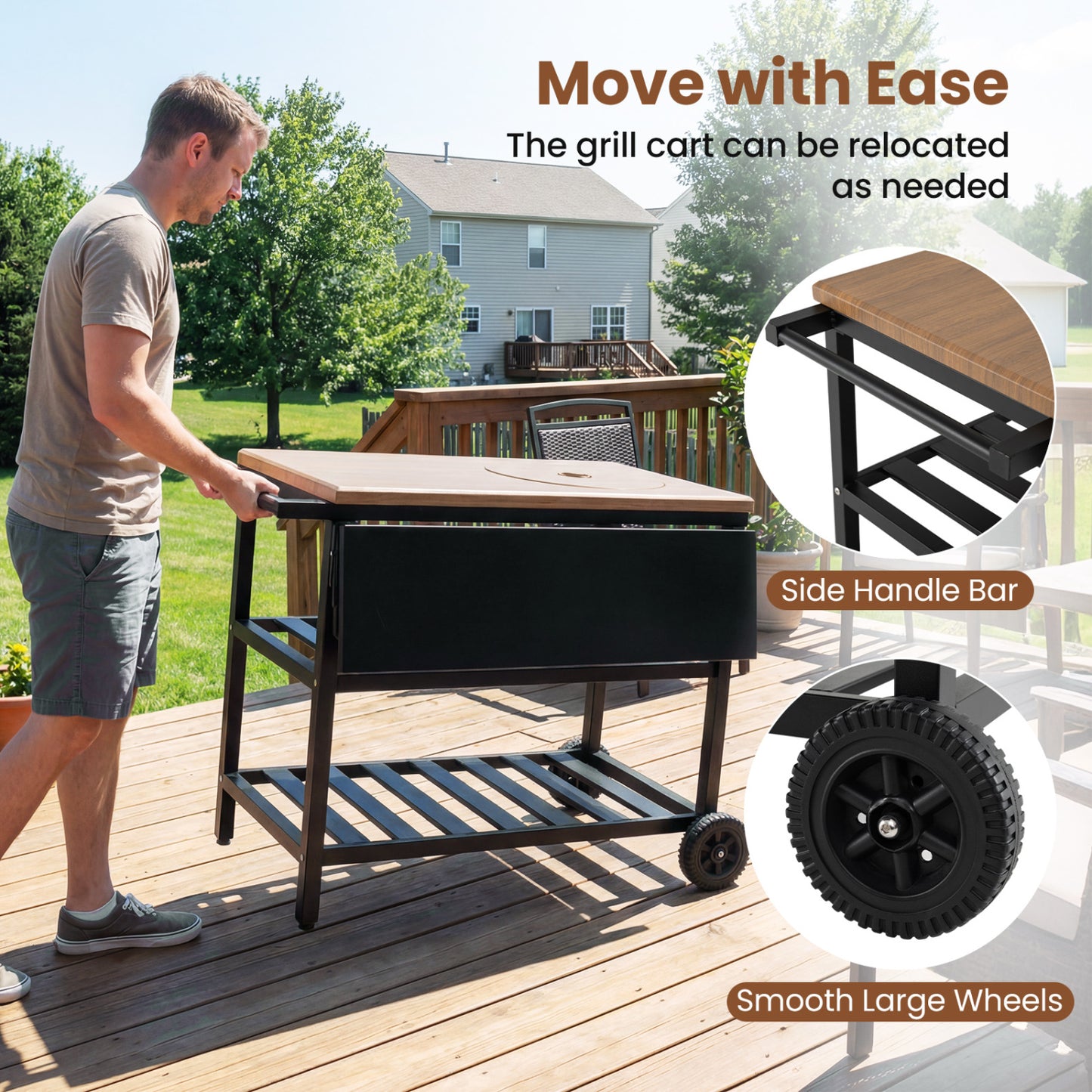 Outdoor Dining Cart with BBQ Grill and Folding Side Panel Outdoor Grills at Gallery Canada