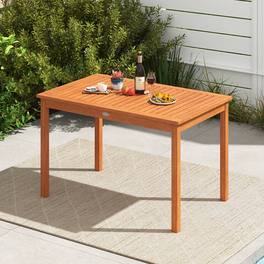 Outdoor Dining Table for 4-6 People 48 Inches Wood Rectangular Patio Table, Natural Patio Dining Tables Natural at Gallery Canada