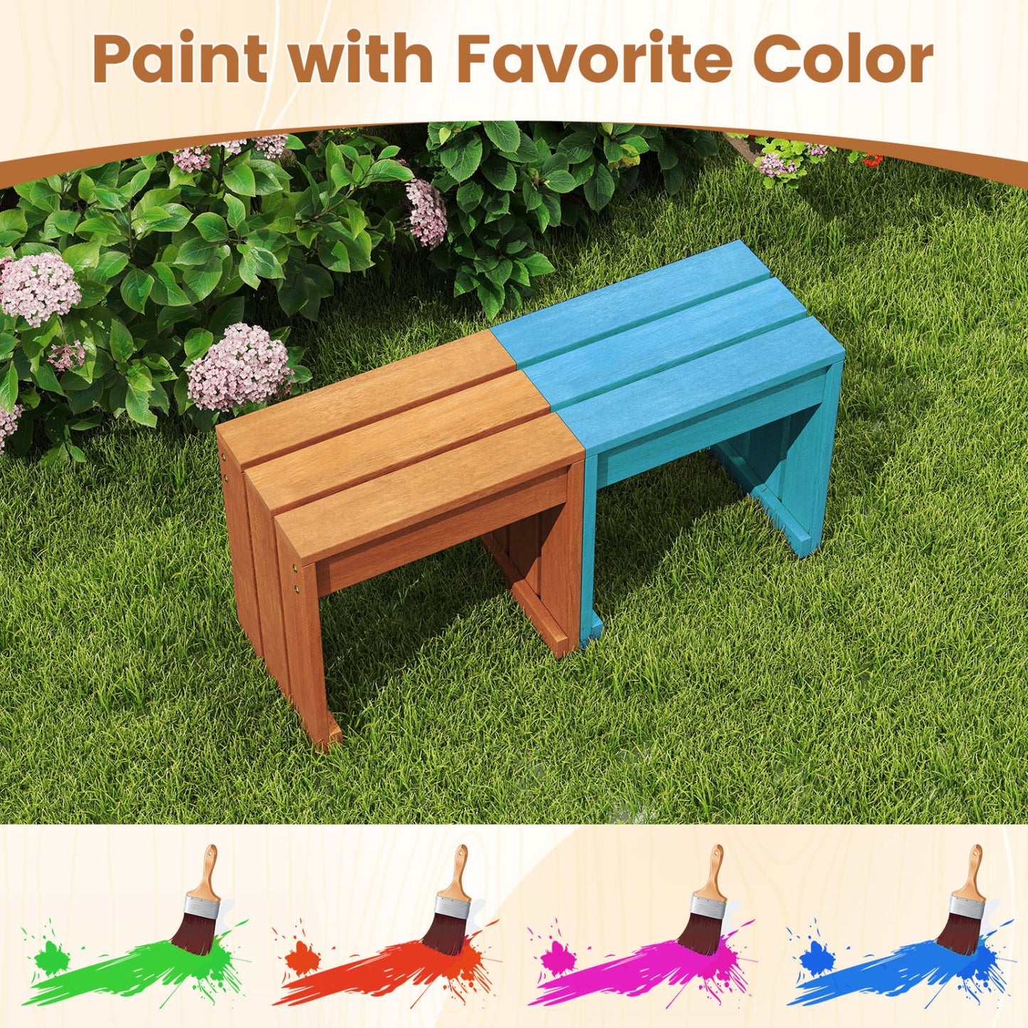 Outdoor Garden Bench, Single Person, Patio Backless, Solid Wood Frame Outdoor Benches at Gallery Canada