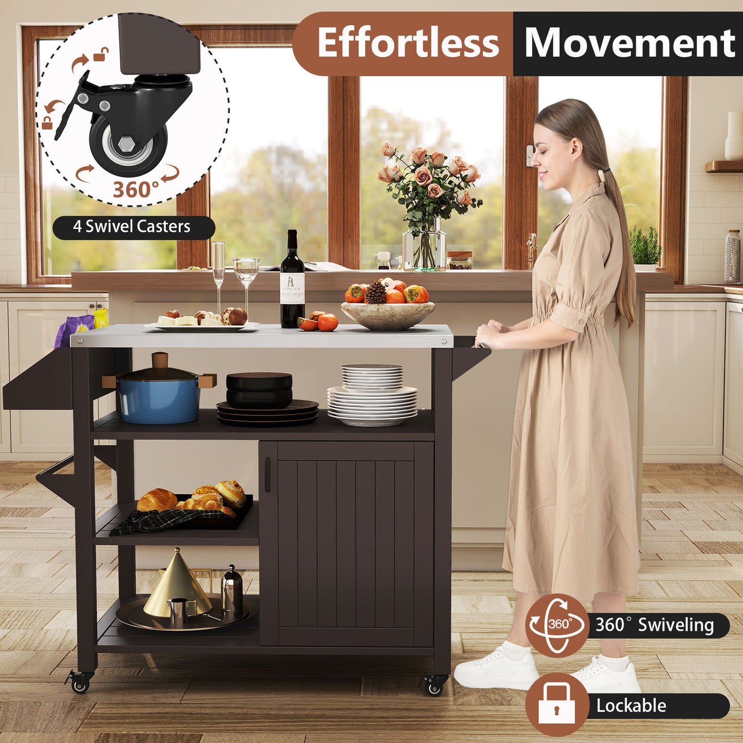 Outdoor Grill Cart With Storage Cabinet, Stainless Steel Top, Brown Outdoor Grills at Gallery Canada