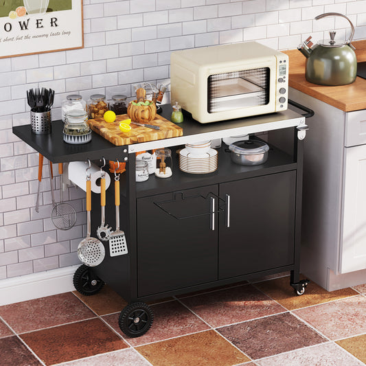 Outdoor Grill Cart, Folding Stainless Steel Top, Black Outdoor Grills Black at Gallery Canada