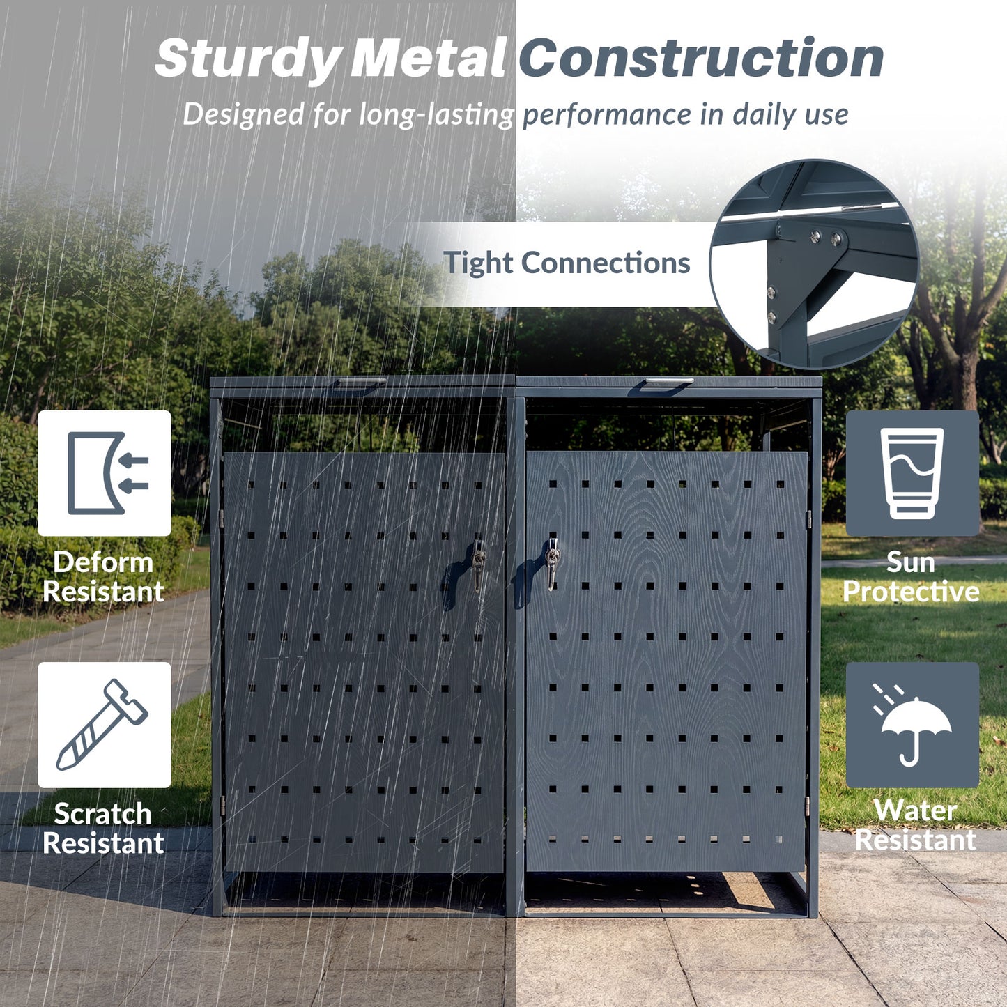 Outdoor Metal Garbage Bin Storage Shed for 2 Trash Cans Double Trash Can Enclosure, Gray Sheds & Outdoor Storage at Gallery Canada