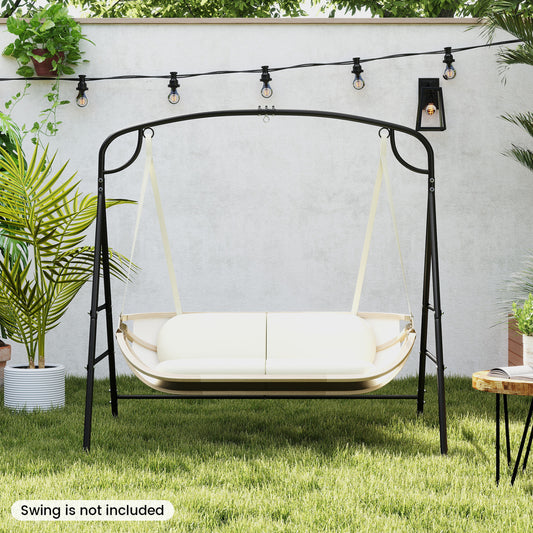 Outdoor Metal Swing Stand, 4 Support Bars, 2 Hanging Ways, Black