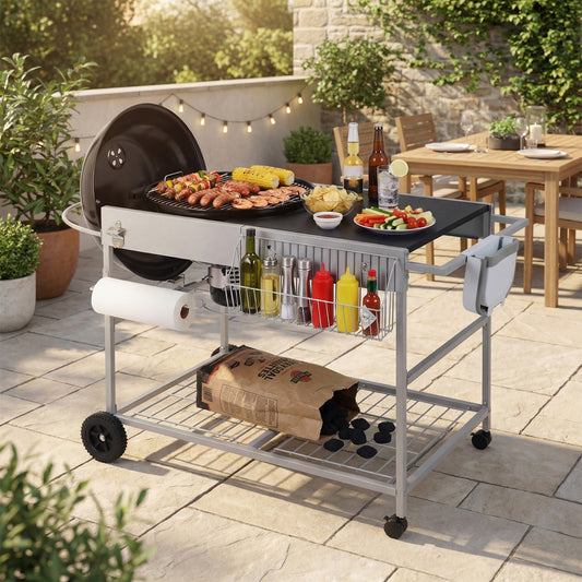 Outdoor Movable Grill Table, 18/22 Inch, Black Outdoor Grills Black at Gallery Canada