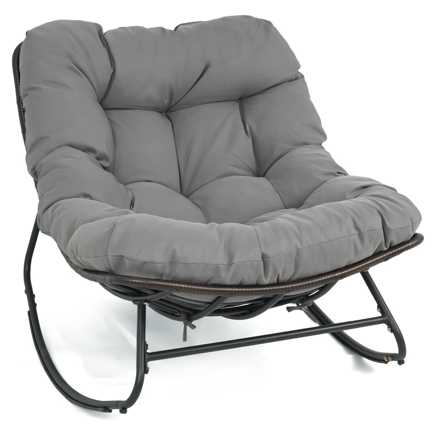 Outdoor Papasan Rocking Chair, Thick Cushion, Gray Patio Rocking Chairs & Gliders Gray at Gallery Canada