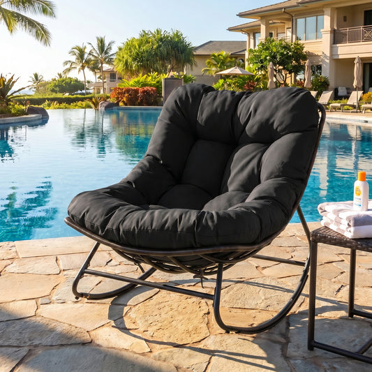 Outdoor Papasan Rocking Chair, Black Patio Rocking Chairs & Gliders Black at Gallery Canada