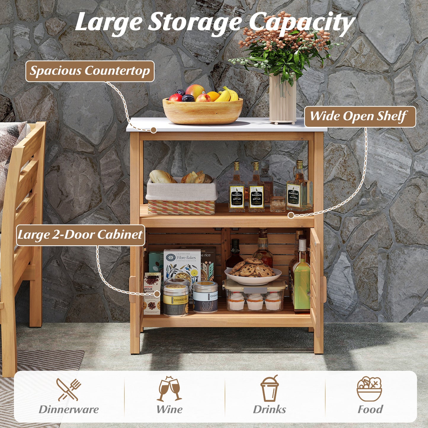 Acacia Wood Potting Bench, Louvered Doors, Natural Potting Benches & Tables at Gallery Canada