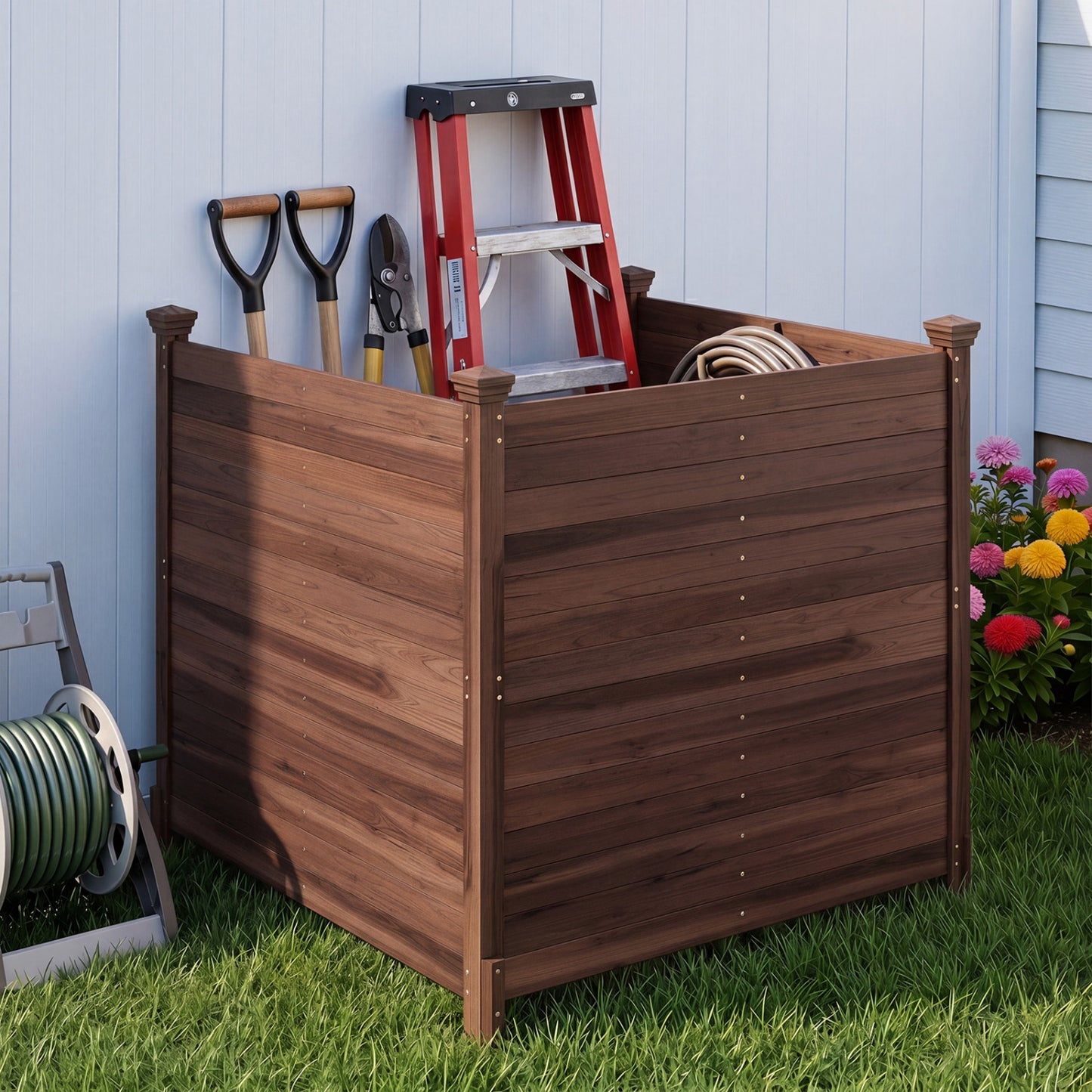 3-Panel Outdoor Privacy AC Fence, Brown
