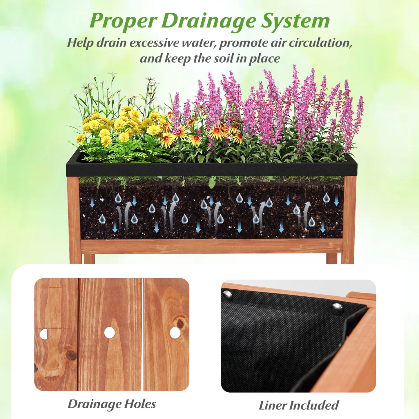 Outdoor Raised Garden Bed, Fir Wood Planter Box With Storage Shelf, Brown Raised Garden Beds at Gallery Canada