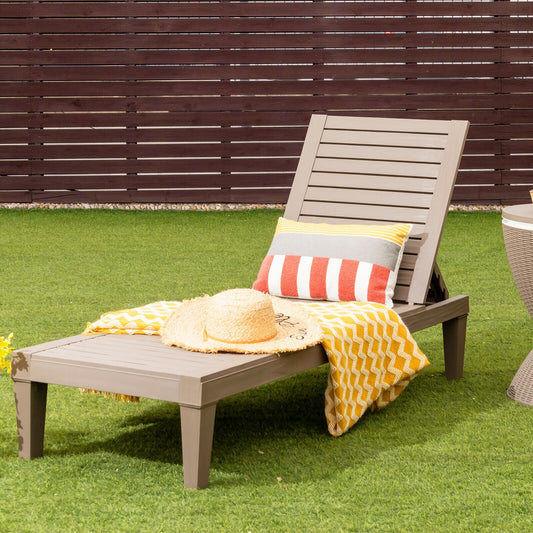 Outdoor Recliner Chair, 5-Position Adjustable Backrest, Brown Outdoor Chaise Lounges Brown at Gallery Canada
